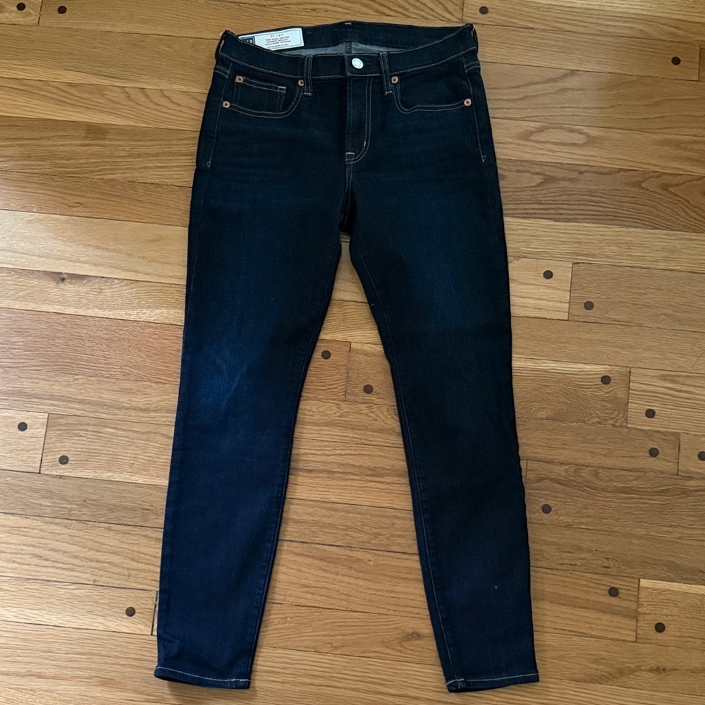 GAP True Skinny Mid Rise Dark Blue Stretch Denim Jeans Size 27 4 Short